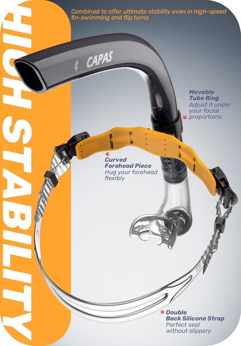 Capas Training Swim Snorkel for Lap Swimming, Swivel Headband Ultimate Fit Center-Mount Swimmers Snorkel with Liquid Silicone Mouthpiece Adjustable Strap, Designed for Adult Men Women - Image 4